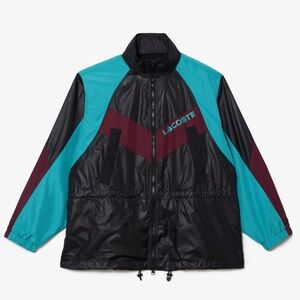 size 42 L Lacoste Track Jacket Oversized Colorblock Black Teal